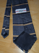 VTG. FERENZI MODE MEN'S GRAY/BLACK STRIPED TIE-100% SILK-NICE-LOOKS UNWORN - $14.99