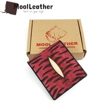 Men Wallet Stingray Leather genuine stingray skin Red Color Tiger style - £26.37 GBP