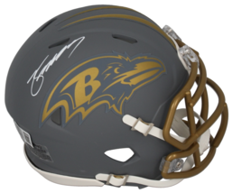 Zay Flowers Autographed Baltimore Ravens &#39;Slate&#39; Mini Speed Helmet Beckett - $149.00