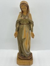 Vintage 10.5” ANRI Hand Carved Wood Our Lady of Grace | Made in Italy Ve... - $186.68