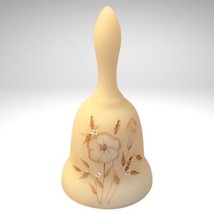 Fenton Satin Custard Glass Bell Floral Hand Painted Flowers Signed Vintage 4.5” - £15.62 GBP