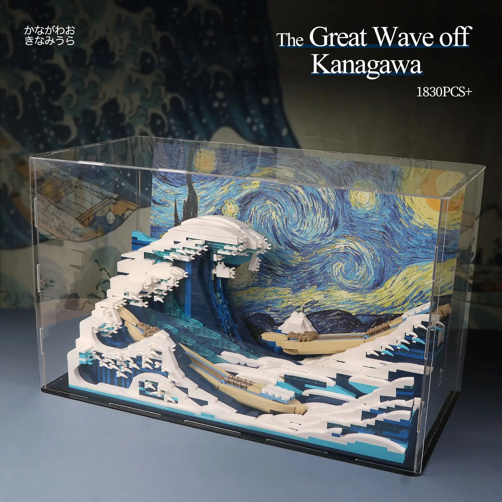 MOC Pixel Art Painting Building Blocks DIY The Great Wave off Kanagawa  - £114.87 GBP