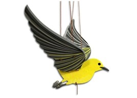 Yellow Warbler Bird Flying Mobile Wood Art Collectible Fair Trade New - £33.88 GBP