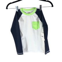 J.Crew CrewCuts Boys Kids Long Sleeve Colorblock Rash Guard White Blue XS - £15.07 GBP