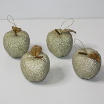 Sugar Beaded Glitter Fruit Apples with Stems &amp; Leaves Hanging Christmas ... - $12.99