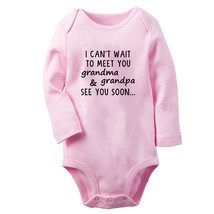 I can&#39;t wait to meet you grandpa &amp; grandma Novelty Romper Baby Bodysuit Jumpsuit - £8.90 GBP