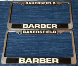 Pair Vtg Metal Barber Honda Bakersfield CA License Plate Frame Dealer Dealership - £65.13 GBP