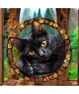 &quot;8-Inch Black Cat Stained Glass Style Wall Art - €19,53 EUR