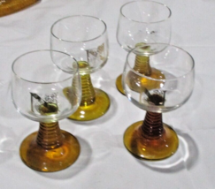 Vintage Roemer Amber Beehive Stem Glasses Initial N Set 4 - £13.63 GBP