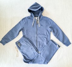 Ralph Lauren Polo Classic Full-Zip Fleece Sweatsuit Heather Blue Navy Pony sz M - $240.91