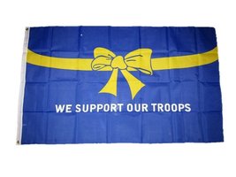 3x5 Blue Yellow Ribbon We Support Our Troops Flag 3&#39;x5&#39; Banner Brass Grommets Vi - £10.17 GBP