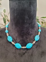 Womens Fashion Turquoise Gemstone Statement Beaded Necklace Handmade Jewelry - £17.98 GBP