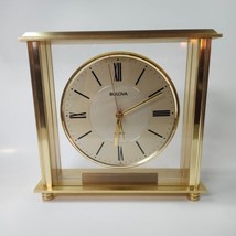 Bulova B1700 Grand Prix Table Clock w Engraving Plate & Quiet Sweep Second Hand - $124.90