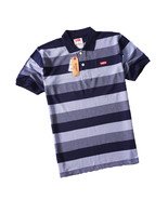 Men&#39;s Levis Blue Striped Polycotton Polo Collar Short Sleeve T-shirts - ... - £23.50 GBP
