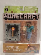 New Minecraft Series 3 Steve With Minecart 3&quot; Action Figure Collectible NIP RARE - £43.00 GBP