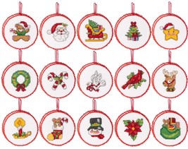 Bucilla Counted Cross Stitch Kit 2.75&quot; Round 30/Pkg-Classic Christmas Or... - $38.07