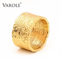 Width Ring GolSand Stone Texture Statement Rings For Women Fashion Jewelry Bague - £19.94 GBP