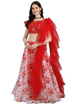 Women Red Lehenga Choli Dupatta Organza Indian zari Sequin Work Semi-Stitched - £31.30 GBP