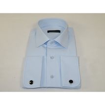 Men's Dress Shirt MARCUZZI Turkey 100% Soft Cotton French Cuffs Marc2 Blue image 4
