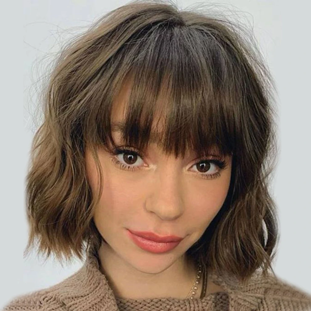 Sleek Short Human Hair Wigs For Women Natural Smooth Loose Wave Remy Brazili - £36.09 GBP