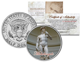 MICHELANGELO Statue of * DAVID * Sculpture Colorized JFK Half Dollar U.S... - $12.95