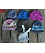 Lot of 7 Knit Beanie Hats All Ages Unisexx OLD NAVY LAND&#39;S END MUDD THIN... - £18.07 GBP