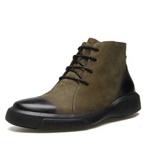 YWEEN High Quality Men Leather Shoes Male Autumn Ankle Botas Hombre Men Lace-Up  - £50.67 GBP