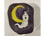 3&quot; ~1.5LB Handpainted Homemade Halloween Ghost Moon Rock Stone Paperweig... - £14.08 GBP