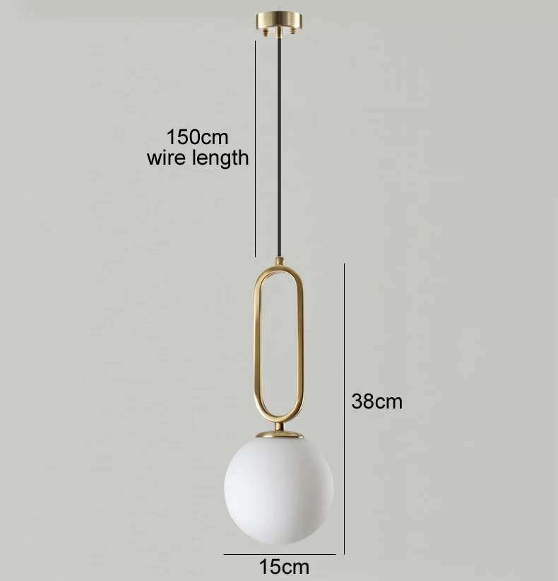  Pendant Lamp Fixture  Gl Ball Dia 15cm Hanging Lamps Luminaire Suspensi... - $259.52