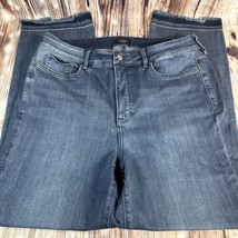 NYDJ Womens Size 14 High Rise Blue Jeans Raw Hem Straight Leg Denim Pants 33x28 - £18.92 GBP