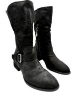 Donald Pliner womens Pita-03 black distressed nubuck leather cuffed boot... - $680.83 MXN