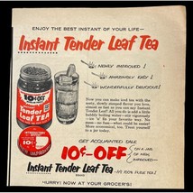 Tender Leaf Instant Tea Print Ad Vintage 1955 Iced Tea Beverage Intro Offer - $9.97