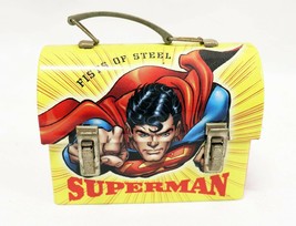 VINTAGE 2007 DC Comics Superman Fists of Steel Metal Micro Mini Lunch Box - £15.63 GBP
