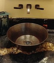 15&quot; Round Minders Pan Copper Vessel Bath Sink with Drain - $209.95