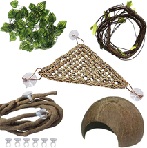 Bearded Dragon Tank Accessories,Lizard Habitat Hammock Reptile Natural Coconut S - £20.49 GBP