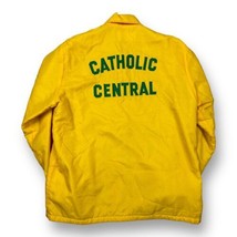 Vintage 70s 80s Central Catholic Lined Snap Yellow Holloway Coaches Jacket M/L - £16.61 GBP