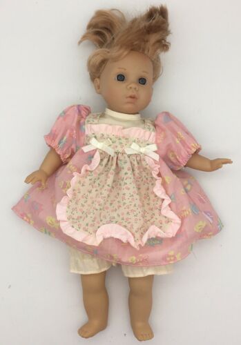  Berenguer Baby Girl Plastic with Cloth Body Blue Eyes Vintage JC Toys 14" - $18.95