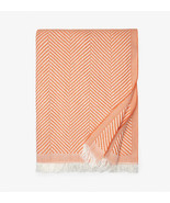 Sferra Costa Peach Cotton Throw Blanket Fringed Herringbone Weave 50&quot;x70... - $2,567.40 MXN