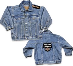 OSHKOSH Kids Toddler Denim Jacket 4T Medium Wash Harley Patch Trucker Ro... - £19.39 GBP
