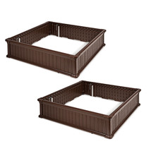 2 Pieces 48.5&quot; Raised Garden Bed Square Plant Box Flower Vegetable Dcor ... - £246.19 GBP