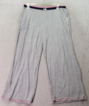 Layla Pajama Bottoms Women Size Medium Gray Striped Rayon Elastic Waist Wide Leg - £10.90 GBP
