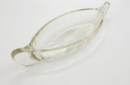 Vtg Canoe Shape Relish Dish Plate Trinket Clear Glass Nut Candy Tray Sta... - £7.34 GBP