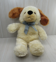 Caltoy Plush puppy dog cream yellow shaggy fur rust brown ears blue ging... - £16.34 GBP