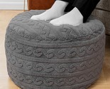 Grey Stuffed Pouf Ottoman Measuring 20 By 20 By 12 Inches, With A Plush ... - $70.97