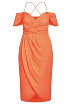 City Chic Maxi Entwine FF Dress Women&#39;s Small 16 Neon Coral  New - £63.28 GBP