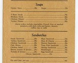 1940&#39;s Single Page Menu Porter House Steak Dinner $1.25 Sandwiches 10 Cents - $15.84
