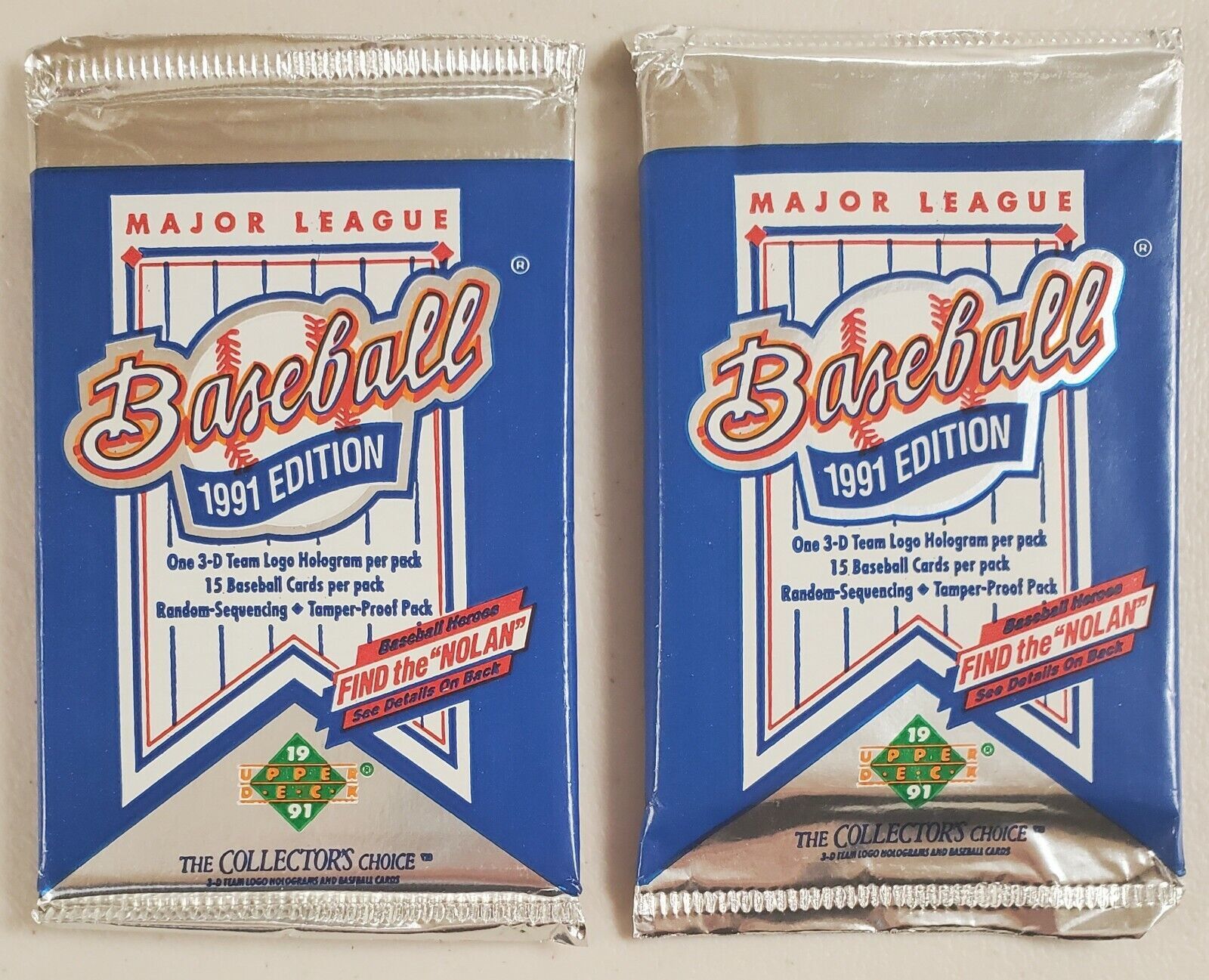 1991 Upper Deck Baseball Cards Series 1 Lot of 2 (Two) Sealed Packs* Jordan? - £16.37 GBP