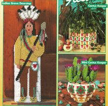 Plastic Canvas Southwest Native Brave Doorstop Arrow Tissue Cover Cactus Pattern - $13.99