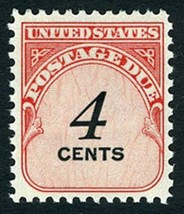1959 4c Postage Due Carmine Rose &amp; Black Scott J92 Mint F/VF NH - $18.35 MXN