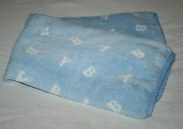 Carters Watch The Wear Baby Blanket Blue Boys White Alphabet Letters Soft Plush - £18.22 GBP